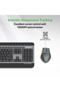 Promate Procombo-9 Ergonomik Gri Kablosuz Klavye Mouse Seti