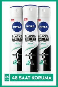 Nivea Black&White Invisible Fresh Antiperspirant Sprey Kadın Deodorant 3x150 ml