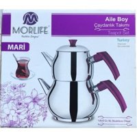 Wess Morlife 430 Aile Boyu Çelik Çaydanlık Takımı Mor
