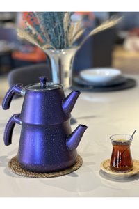 Yunusoğlu Home Granit Kaplama Pramit Cam Kapaklı Çaydanlık Mor