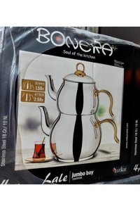 Bonera Lale Jumbo Boy Gold Kulp Çaydanlık
