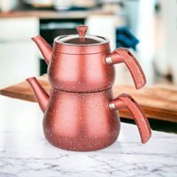 Girist Home Trendlon Bakalit Kulplu Orta Boy Granit Çaydanlık Takımı Bordo