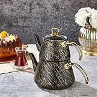 Elegance Granit Orta Boy Çaydanlık Desenli Siyah