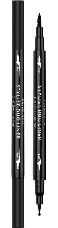 Golden Rose Stylist Duo Çift Taraflı Yarı Mat Siyah Kalıcı İnce Uçlu Kalem Eyeliner