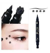 Müjgan Çiçek Desenli Çift Taraflı Suya Dayanıklı Mat Siyah Kalıcı İnce-Kalın Uçlu Kalem Eyeliner