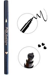 Mst Cosmetic Kalp Baskılı Çift Taraflı Mat Siyah İnce-Kalın Uçlu Kalem Eyeliner