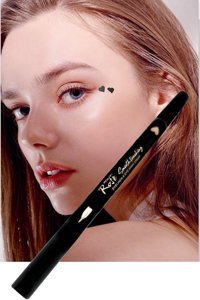 Roesıa Rose Cosmetics Kalp Desenli Çift Taraflı Mat Siyah Kalıcı İnce-Kalın Uçlu Kalem Eyeliner