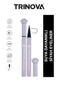 Trinova Kedi Tarzı Suya Dayanıklı Mat Siyah Kalıcı İnce Uçlu Likit Eyeliner
