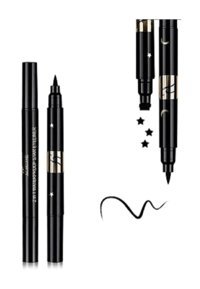 Limmons Yıldız Desenli Çift Taraflı Suya Dayanıklı Mat Siyah İnce-Kalın Uçlu Kalem Eyeliner