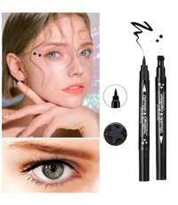 Lesvip'S Yıldız Desenli Çift Taraflı Mat Siyah İnce-Kalın Uçlu Kalem Eyeliner