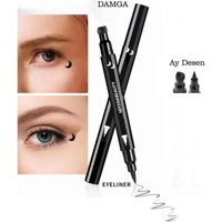 Ec Shop Niyenabeauty Desenli Çift Taraflı Suya Dayanıklı Siyah Kalıcı İnce Uçlu Kalem Eyeliner