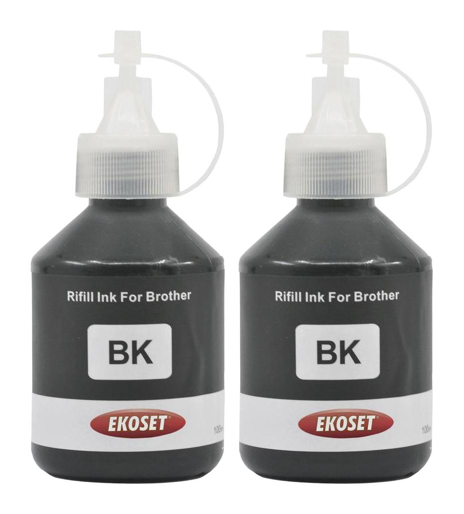 Ekoset Brother Tanklı yazıcılar için uyumlu Siyah mürekkep 2 adet 100 ml