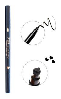 Roesıa Rose Cosmetics Kalp Desenli Çift Taraflı Suya Dayanıklı Mat Siyah Kalıcı İnce Uçlu Kalem Eyeliner