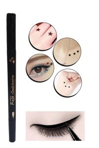 Rose Yıldız Desenli Çift Taraflı Suya Dayanıklı Mat Siyah İnce-Kalın Uçlu Kalem Eyeliner