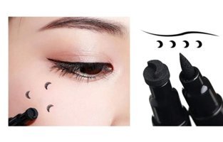 Redshine Ay Desenli Çift Taraflı Suya Dayanıklı Mat Siyah Kalıcı Kalın Uçlu Kalem Eyeliner