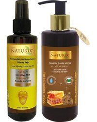 Naturix 30 Faktör Vücut İçin Bronzlaştırıcı Yağ 200 ml + Propolis & Bal Özlü 250ML Günlük Bakım Kremi