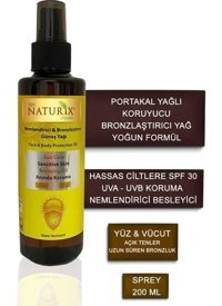 Naturix 30 Faktör Vücut İçin Bronzlaştırıcı Yağ 200 ml + Argan Yağlı Iki Fazlı Sıvı Saç Kremi 400 ml