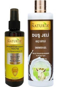 Naturix 30 Faktör Vücut İçin Bronzlaştırıcı Yağ 200 ml + Keçi Sütü Nemlendirici Duş Jeli 400 ml