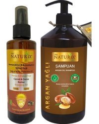 Naturix Havuç Yağı 15 Faktör Vücut İçin Bronzlaştırıcı Yağ 200 ml + Tuzsuz Argan Yağlı Şampuan 600 ml