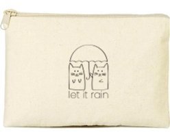 Tabby Design Clutch Krem Yağmur Baskılı Tekstil Makyaj Çantası