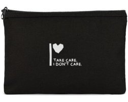 Tabby Design Clutch Siyah Kendine İyi Bak Baskılı Tekstil Makyaj Çantası