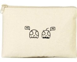 Tabby Design Clutch Krem Sevimli Karakter Baskılı Tekstil Makyaj Çantası