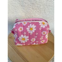 Kangaroo Pembe Çiçek Desenli Tekstil Makyaj Çantası