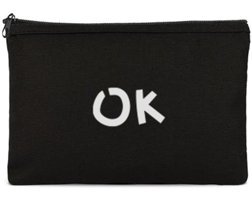 Tabby Design Clutch Siyah Ok Baskılı Tekstil Makyaj Çantası