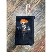 Street Bag Çok Renkli Kuru Kafa Desenli Tekstil Makyaj Çantası