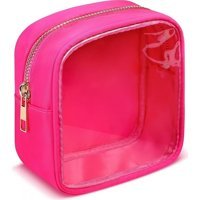 Akca Glow Pembe Düz Deri Makyaj Çantası