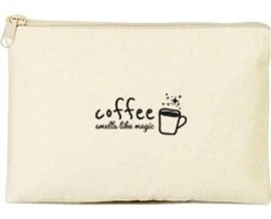 Tabby Design Clutch Krem Sihirli Kahve Baskılı Tekstil Makyaj Çantası