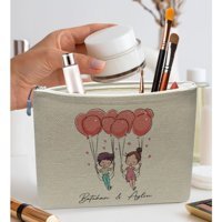 Bk Gift No:03 Çok Renkli Desenli Keten Makyaj Çantası