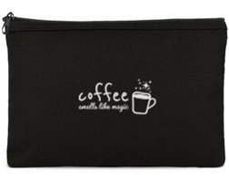 Tabby Design Clutch Siyah Sihirli Kahve Baskılı Tekstil Makyaj Çantası