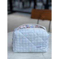 Batekso Mavi Pötikare Desenli Tekstil Makyaj Çantası