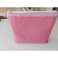 HY Desing Pembe Düz Tekstil Makyaj Çantası