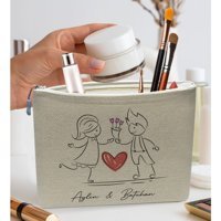 Bk Gift No:07 Çok Renkli Desenli Keten Makyaj Çantası