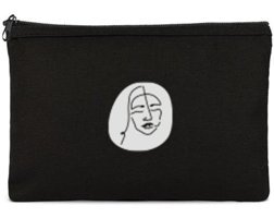 Tabby Design Clutch Siyah Kadın Baskılı Tekstil Makyaj Çantası