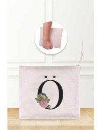Gizeo Concept Çok Renkli Ö Harf Desenli Keten Makyaj Çantası