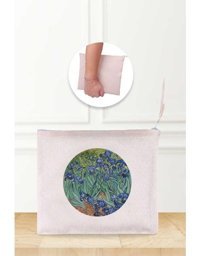 Gizeo Concept Çok Renkli Van Gogh Irises Desenli Keten Makyaj Çantası