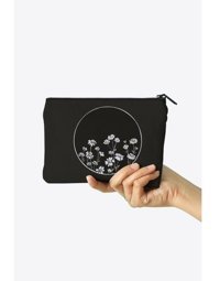 Clutch Çok Renkli Çember Papatyalar Desenli Kanvas Makyaj Çantası