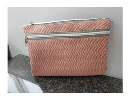 HG Eli Pudra Zigzag Desenli Suni Deri Çok Gözlü Makyaj Çantası