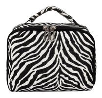Xhang Beyaz Siyah Zebra Desenli Tekstil Makyaj Çantası