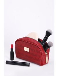 Marie Claire MC212111184 Bordo Yazılı Deri Makyaj Çantası