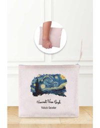 Gizeo Concept Çok Renkli Van Gogh Yıldılı Geceler Keten Makyaj Çantası
