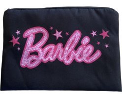 Schulzz Barbie Clutch Pembe Siyah Baskılı Tekstil Makyaj Çantası