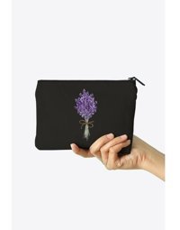 Clutch Çok Renkli Lavanta Desenli Kanvas Makyaj Çantası