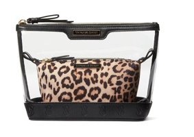Victoria's Secret Kahverengi Leopar PVC Çok Gözlü Makyaj Çantası