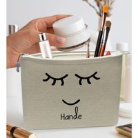 Bk Gift No:12 Çok Renkli Desenli Keten Makyaj Çantası