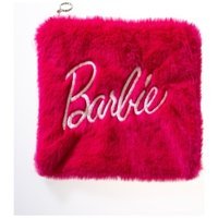 Barbie Pembe Yazılı Peluş Makyaj Çantası