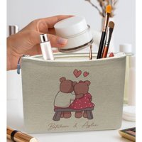 Bk Gift No:04 Çok Renkli Desenli Keten Makyaj Çantası